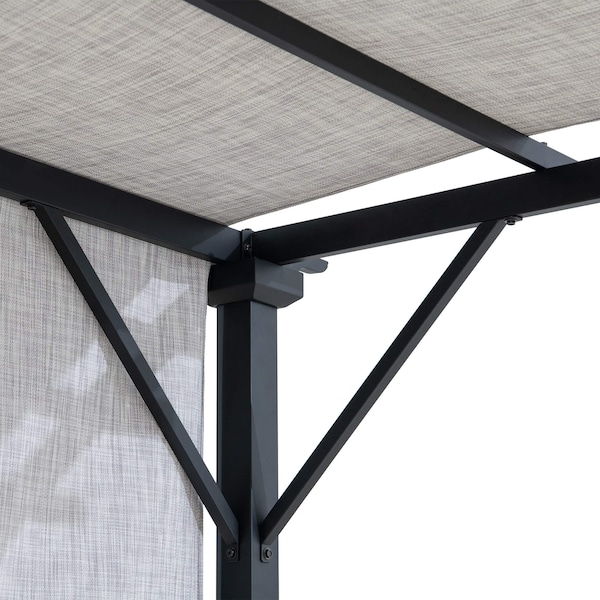 Sunjoy 9 ft x 9 ft Pergola, Outdoor Patio Pergola with Retractable White Canopy Shade, Light Gray - A106005560