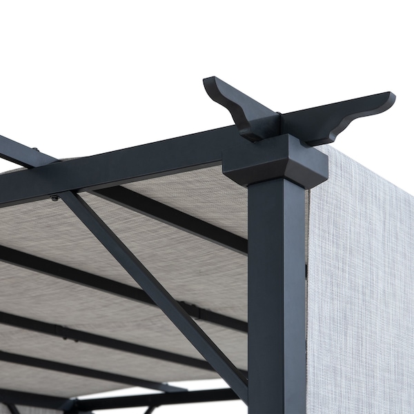 Sunjoy 9 ft x 9 ft Pergola, Outdoor Patio Pergola with Retractable White Canopy Shade, Light Gray - A106005560