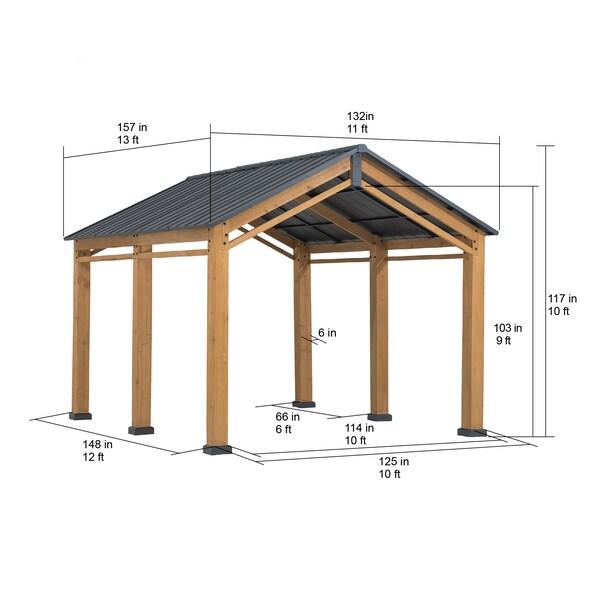 Sunjoy 13 ft. x 11 ft. Hanover Cedar Wood Carport - A110000920