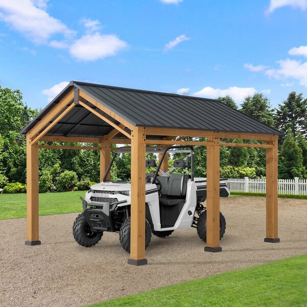 Sunjoy 13 ft. x 11 ft. Hanover Cedar Wood Carport - A110000920