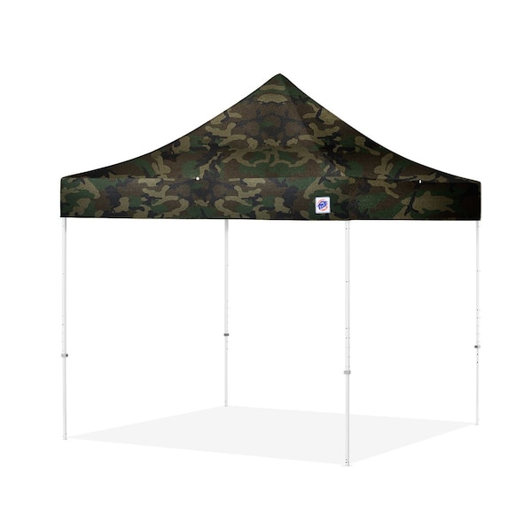 E-Z Up TAA Compliant Eclipse Shelter, 8' W x 8' L, White Steel Frame, Woodland Camo Top - EC3STL08KFWHTWC