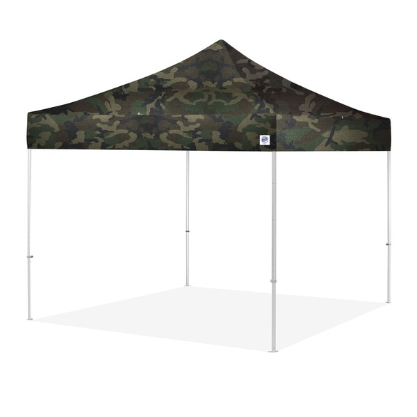 E-Z Up TAA Compliant Shelter, 13' W x 13' L, Gray Aluminum Frame, Woodland Camo Top - END3AGY13KWC