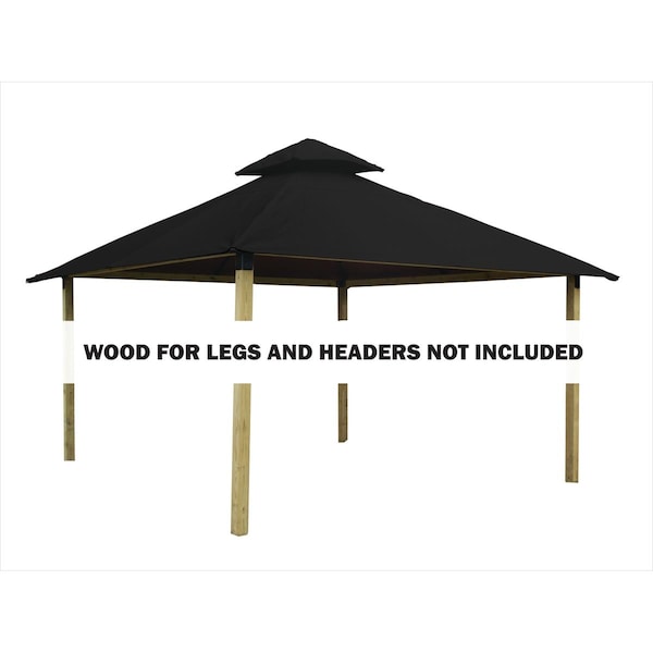 Superherostuff 12 sq. ft. Gazebo Roof Framing & Mounting Kit with Black Sundura Canopy - PA3737716