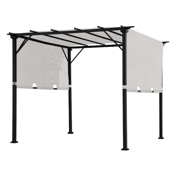 Sunjoy 9 ft x 9 ft Pergola, Outdoor Patio Pergola with Retractable White Canopy Shade, White - A106005561