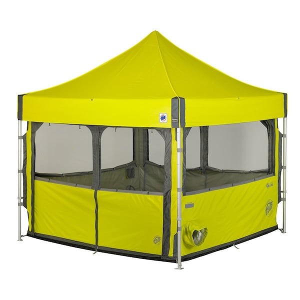 E-Z Up Work Cube Shelter Kit, 10' W x 10' L, Gray Aluminum Frame, Limeade Top - WCA10KLA