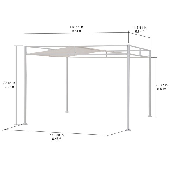 Sunjoy 10 ft x 10 ft Darkeford Metal Pergola with White Sling Fabric Canopy - A106024801