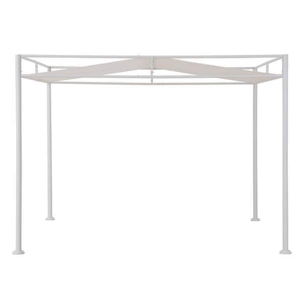 Sunjoy 10 ft x 10 ft Darkeford Metal Pergola with White Sling Fabric Canopy - A106024801