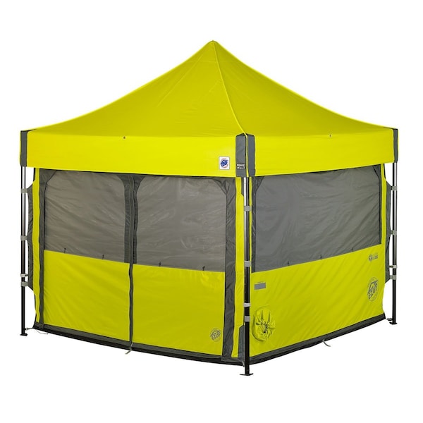 E-Z Up Work Cube Shelter Kit, 10' W x 10' L, Black Aluminum Frame, Limeade Top - WCABK10KLA