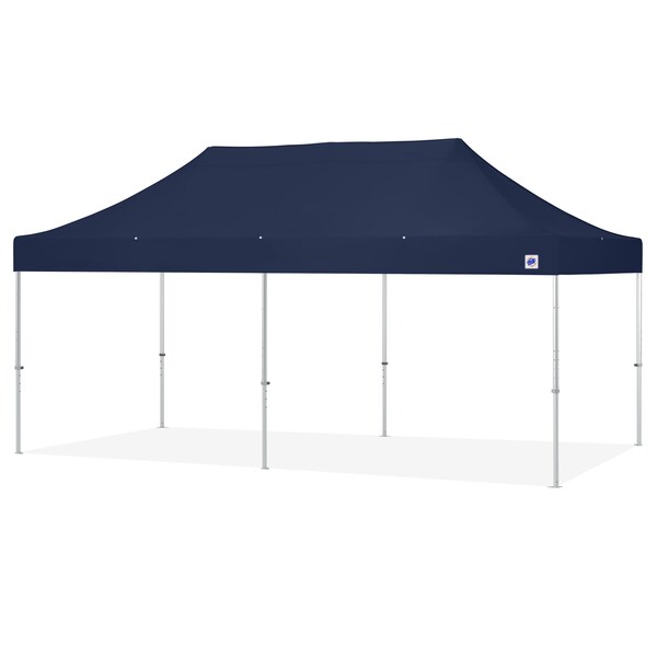 E-Z Up TAA Compliant Endeavor Shelter, 10' W x 20' L, Gray Aluminum Frame, Navy Blue Top - END3A20KMCNB