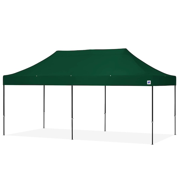 E-Z Up TAA Compliant Eclipse Shelter, 10' W x 20' L, Black Steel Frame, Forest Green Vented Top - EC3STL20KFBKTVMCFG