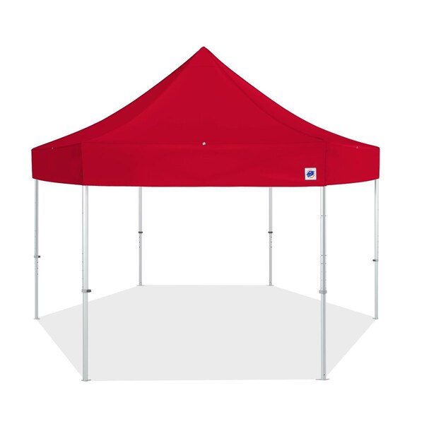 E-Z Up TAA Compliant HUB Shelter, 15' W x 15' L, Gray Aluminum Frame, Red Top - HB3ALU15KFGYTRD