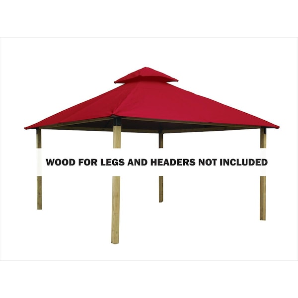 Superherostuff 14 sq. ft. Gazebo Roof Framing & Mounting Kit with Cardinal Red Outdura Canopy - PA3746441