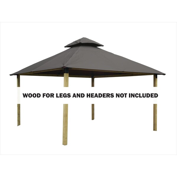 Superherostuff 12 sq. ft. Gazebo Roof Framing & Mounting Kit with Storm Gray Sundura Canopy - PA3746939