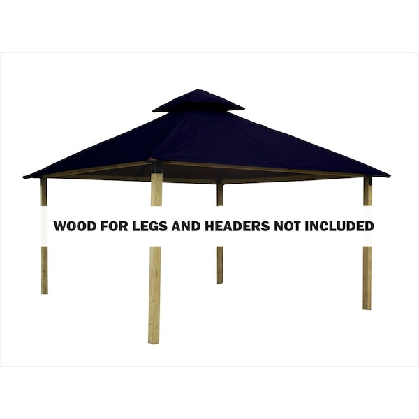 Superherostuff 12 sq. ft. Gazebo Roof Framing & Mounting Kit with Royal Navy Outdura Canopy - PA3725070