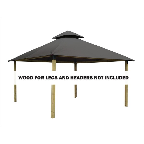 Superherostuff 14 sq. ft. Gazebo Roof Framing & Mounting Kit with Cadet Grey Outdura Canopy - PA3740722