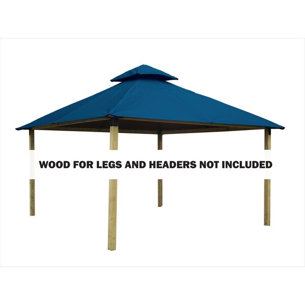 Superherostuff 14 sq. ft. Gazebo Roof Framing & Mounting Kit with Island Blue Outdura Canopy - PA3732433
