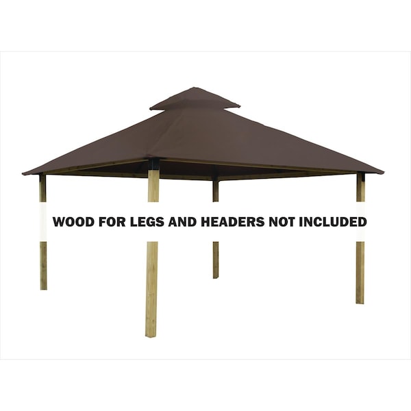 Superherostuff 12 sq. ft. Gazebo Roof Framing & Mounting Kit with Desert Beige Outdura Canopy - PA3732428