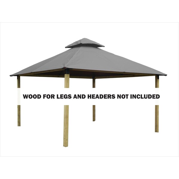 Superherostuff 14 sq. ft. Gazebo Roof Framing & Mounting Kit with Mist Gray Sundura Canopy - PA3736152