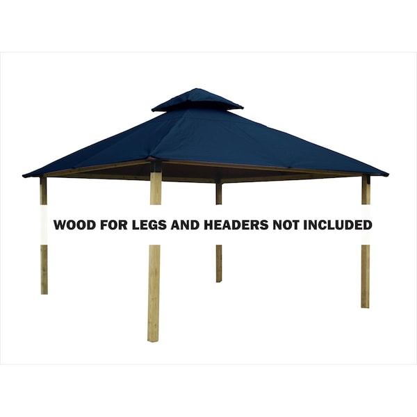 Acacia 14 sq. ft. Gazebo Roof Framing & Mounting Kit with Catalina Blue Outdura Canopy - AGOK14- CATALINA BLUE