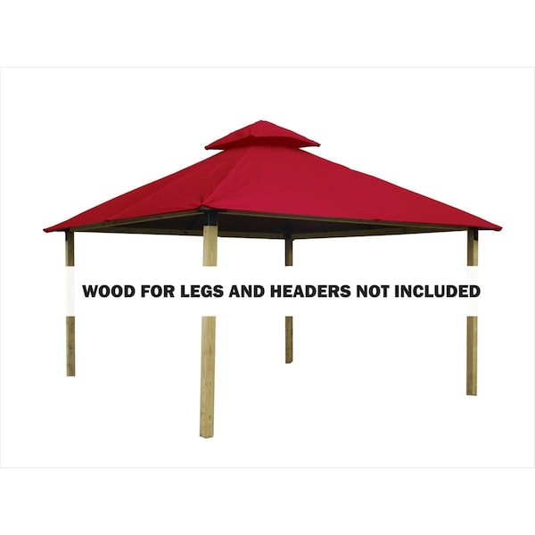Superherostuff 12 sq. ft. Gazebo Roof Framing & Mounting Kit with Cardinal Red Outdura Canopy - PA3725066