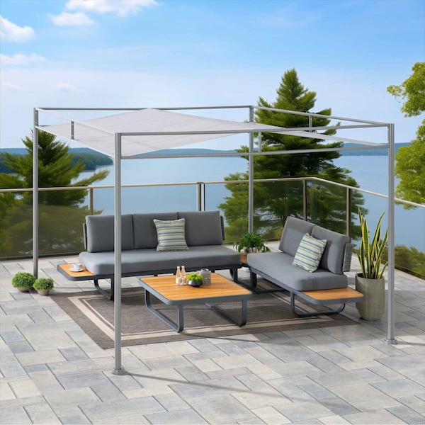 Sunjoy 10 ft x 10 ft Darkeford Metal pergola Grey - A106024802