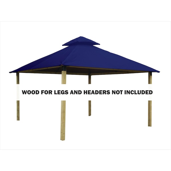 Superherostuff 12 sq. ft. Gazebo Roof Framing & Mounting Kit with Pacific Blue Outdura Canopy - PA3746437