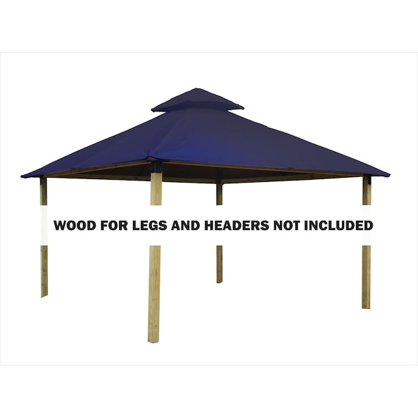 Superherostuff 14 sq. ft. Gazebo Roof Framing & Mounting Kit with Admiral Navy Sundura Canopy - PA3725073