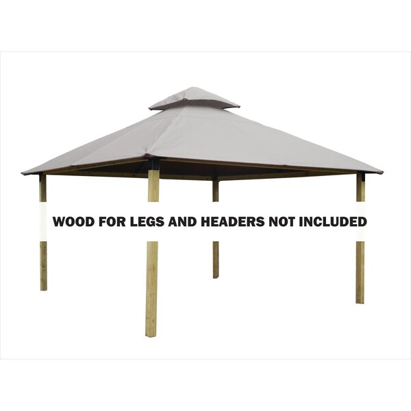 Acacia 14 sq. ft. Gazebo Roof Framing & Mounting Kit with Sand Outdura Canopy - AGOK14- SAND
