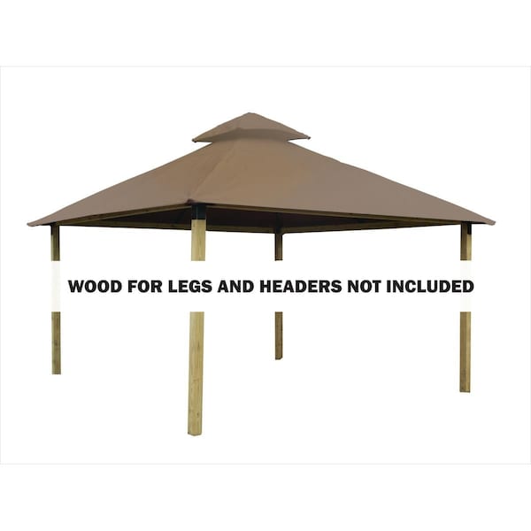 Acacia 14 sq. ft. Gazebo Roof Framing & Mounting Kit with Linen Outdura Canopy - AGOK14- LINEN