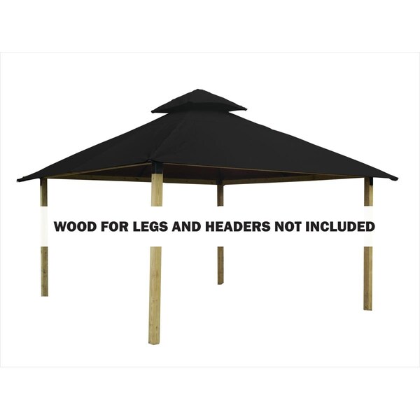 Acacia 14 sq. ft. Gazebo Roof Framing & Mounting Kit with Black Sundura Canopy - AGK14-SD BLACK