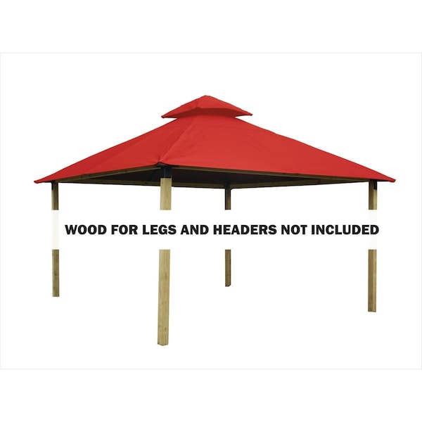 Acacia 12 sq. ft. Gazebo Roof Framing & Mounting Kit with Tangerine Outdura Canopy - AGOK12- TANGERINE