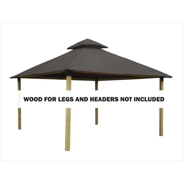 Acacia 14 sq. ft. Gazebo Roof Framing & Mounting Kit with Taupe Outdura Canopy - AGOK14- TAUPE