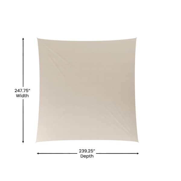 Flash Furniture Palmetto 20ft Rectangle Sun Sail Shade Canopy with Included Nylon Attachment Ropes in Sand - GM-WL-SS22003-5-SAND-GG