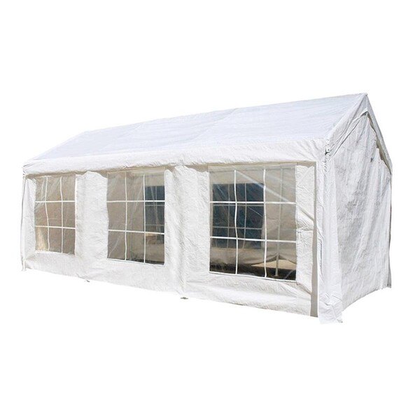 Tepee Supplies Heavy Duty Outdoor Gazebo Canopy Tent with Sidewalls, White - TE2519223