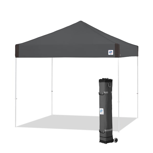 E-Z Up Pyramid Shelter, 10' W x 10' L, White Steel Frame, Steel Gray Top - PR3WH10SG