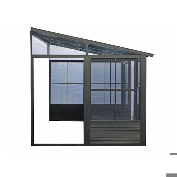 Gazebo Penguin Florence Wall Mounted Solarium 8x12 Metal Roof in black - W1207MR-42