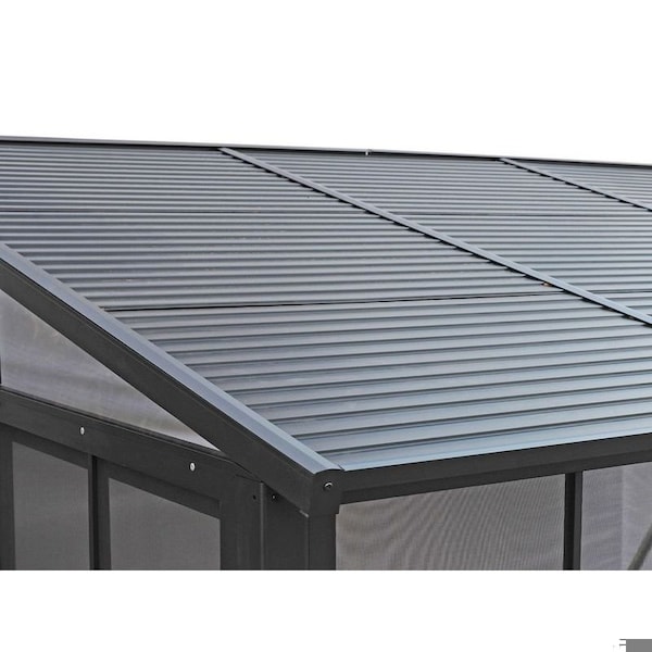 Gazebo Penguin Florence Wall Mounted Solarium 8x12 Metal Roof in black - W1207MR-42