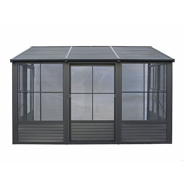 Gazebo Penguin Florence Wall Mounted Solarium 8x12 Metal Roof in black - W1207MR-42