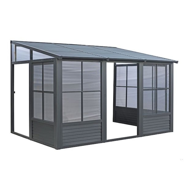 Gazebo Penguin Florence Wall Mounted Solarium 8x12 Metal Roof in black - W1207MR-42