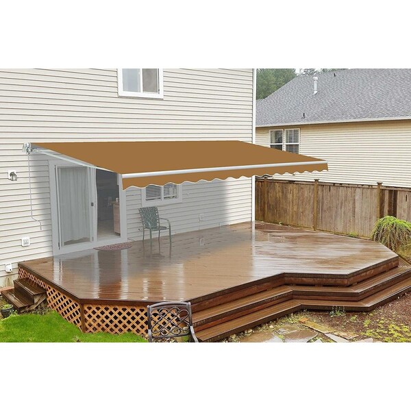 Tepee Supplies Retractable Motorized 16 x 10 Feet Home Patio Canopy Awning Sunshade Sand - TE2519109