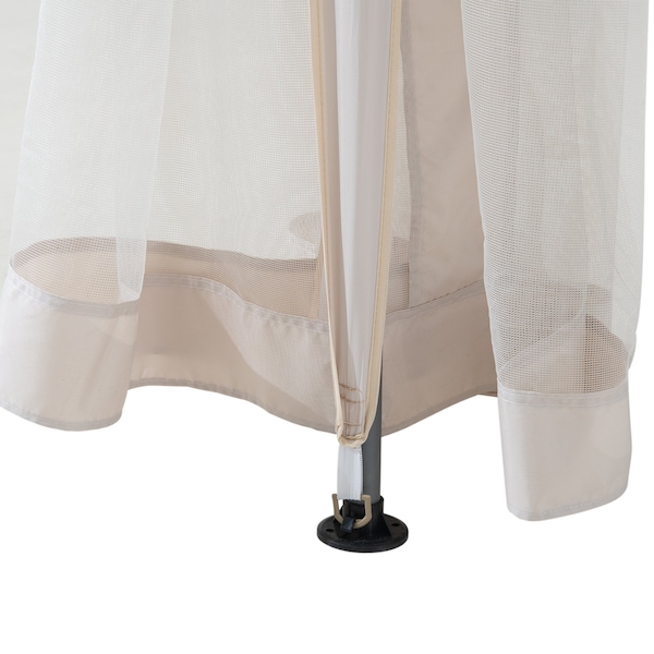 Sunjoy 10 ft x 10 ft Patio Gazebo, Modern Steel Frame Soft Top Gazebo with Netting - Beige & White - A101003603