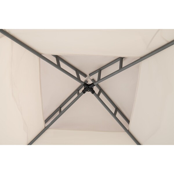 Sunjoy 10 ft x 10 ft Patio Gazebo, Modern Steel Frame Soft Top Gazebo with Netting - Beige & White - A101003603