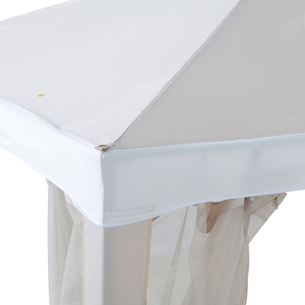 Sunjoy 10 ft x 10 ft Patio Gazebo, Modern Steel Frame Soft Top Gazebo with Netting - Beige & White - A101003603