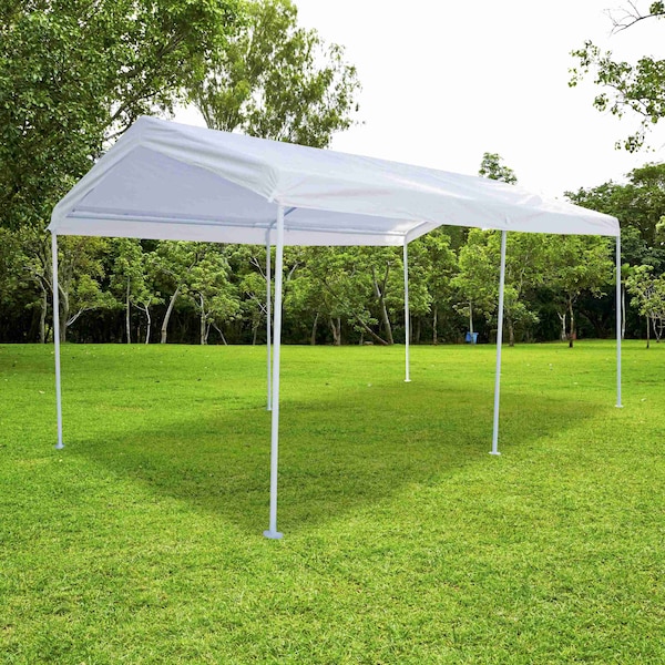 Impact Canopy Carport 10 FT 8In x 20 FT, 8 legs, Steel Pipes, White - 070018003