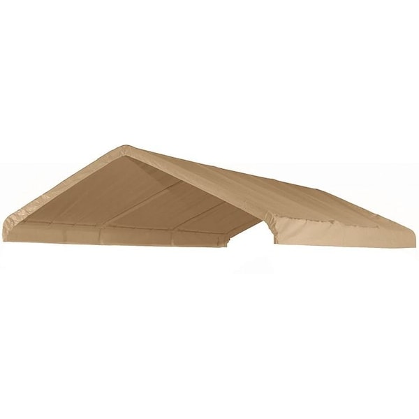 Impact Canopy 10 FT 8In x 20 FT  Carport Top without Leg Skirts, Tan, 180g - 070111022