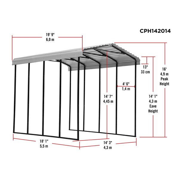 Arrow Storage Products Arrow Carport, 14x20x14, Eggshell - CPH142014