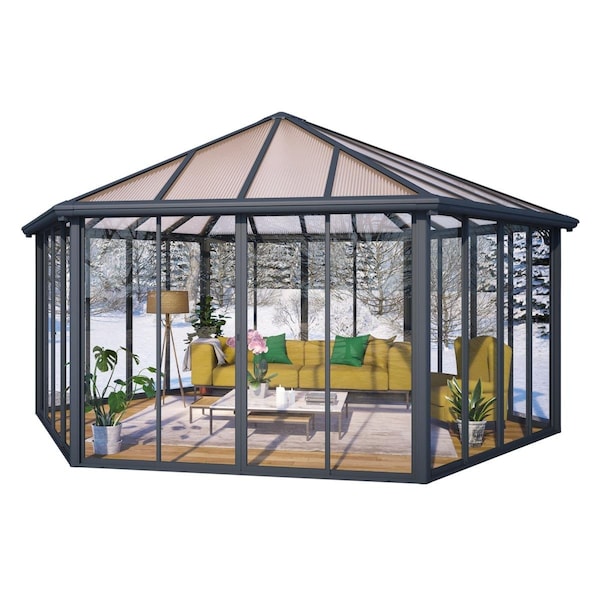 Palram Canopia19.5 x 17 ft. Garda Enclosed Garden Gazebo - HG9185