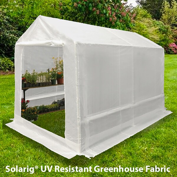 King Canopy Greenhouse Storage Shed 7ftx12ft, 1.5in Steel Frame, 6-LEG, Opaque - GH0712