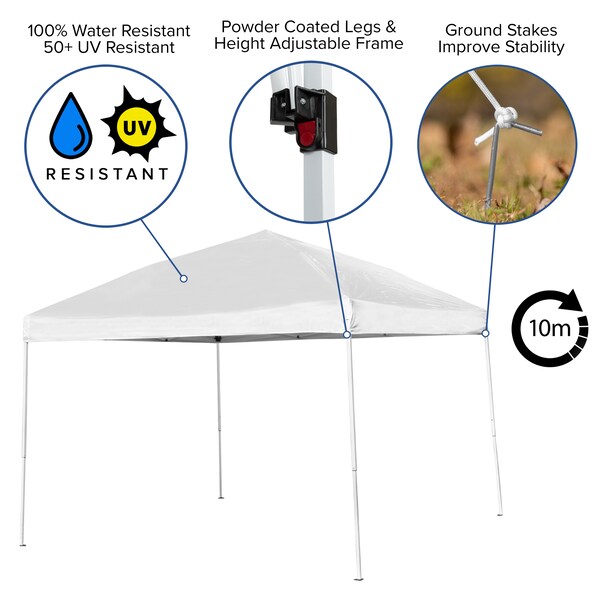 Flash Furniture White Canopy Tent, Folding Table and 4 Chair Set - JJ-GZ10183Z-4LEL3-WHWH-GG