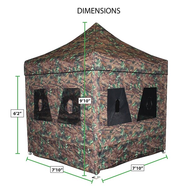 King Canopy 2 in 1 Hunting Blind & Instant Pop Up Tent 8ftx8ft, 1in Aluminum Frame, Camouflage - HB8X8